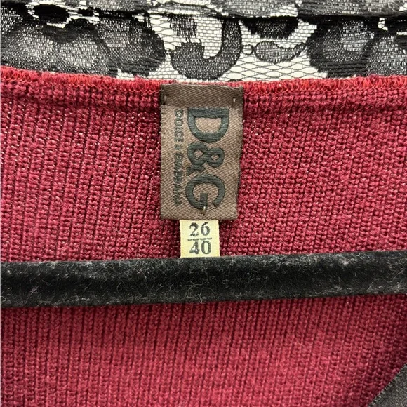 D&G Burgundy Long Sleeve Dress with Black Lace - Picture 3 of 4